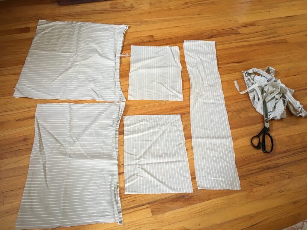 cut the pillow case into usable pieces