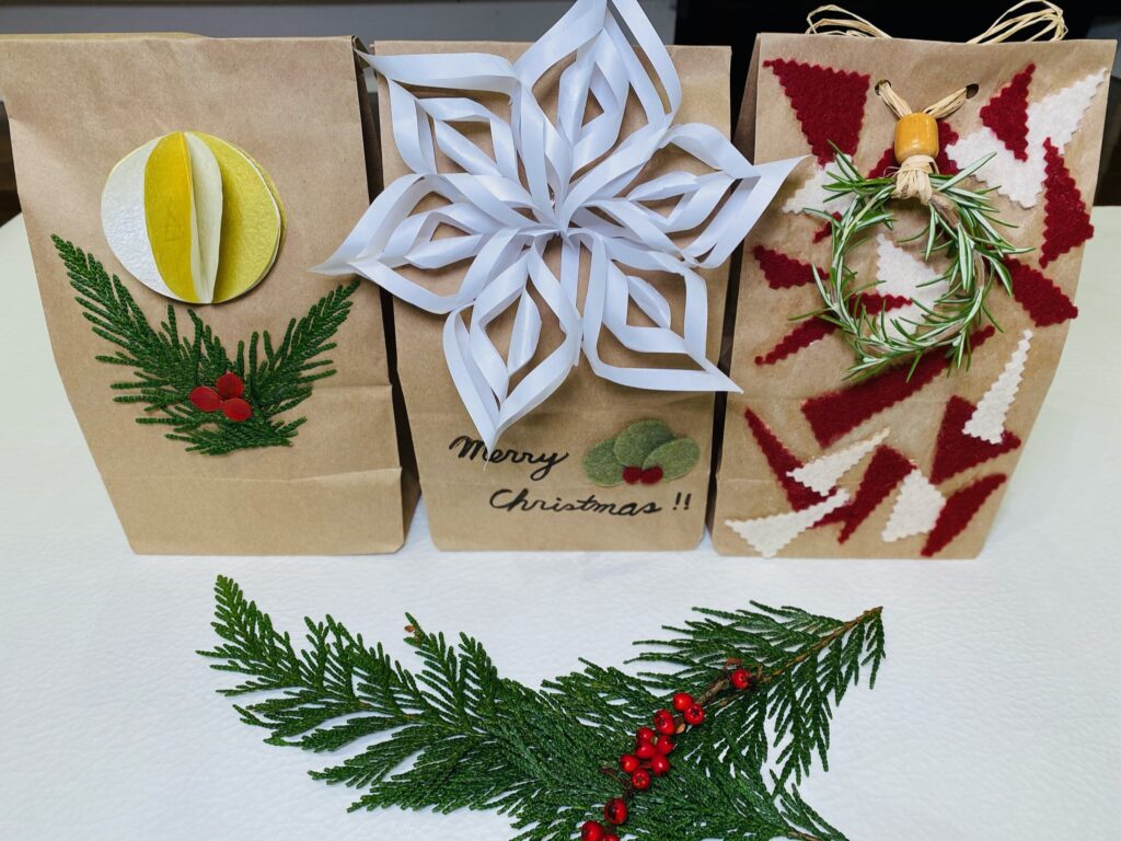 a variety of Christmas gift bags as unique gift wrapping