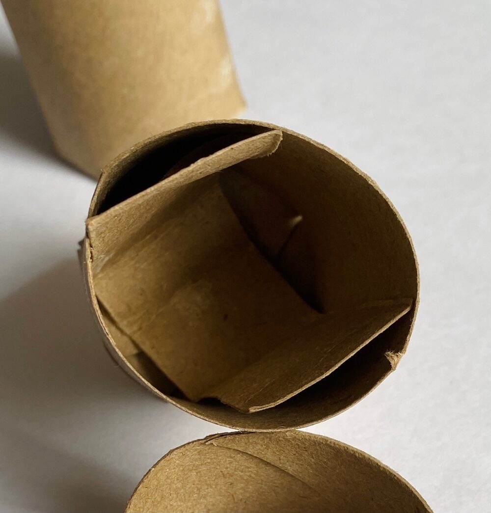 inside of the toilet paper roll planter