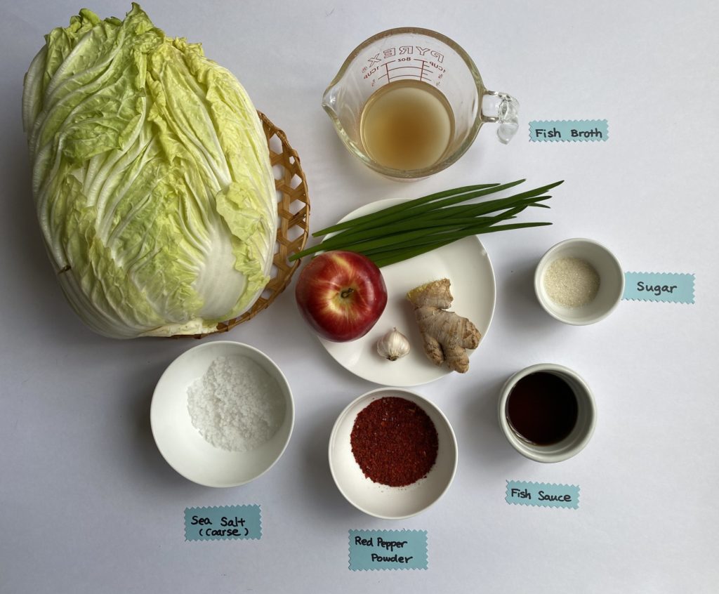 ingredients for making Kimchi in Canada